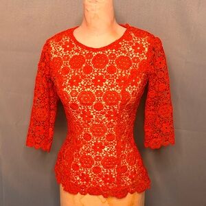 Elegant Red Lace Women Top